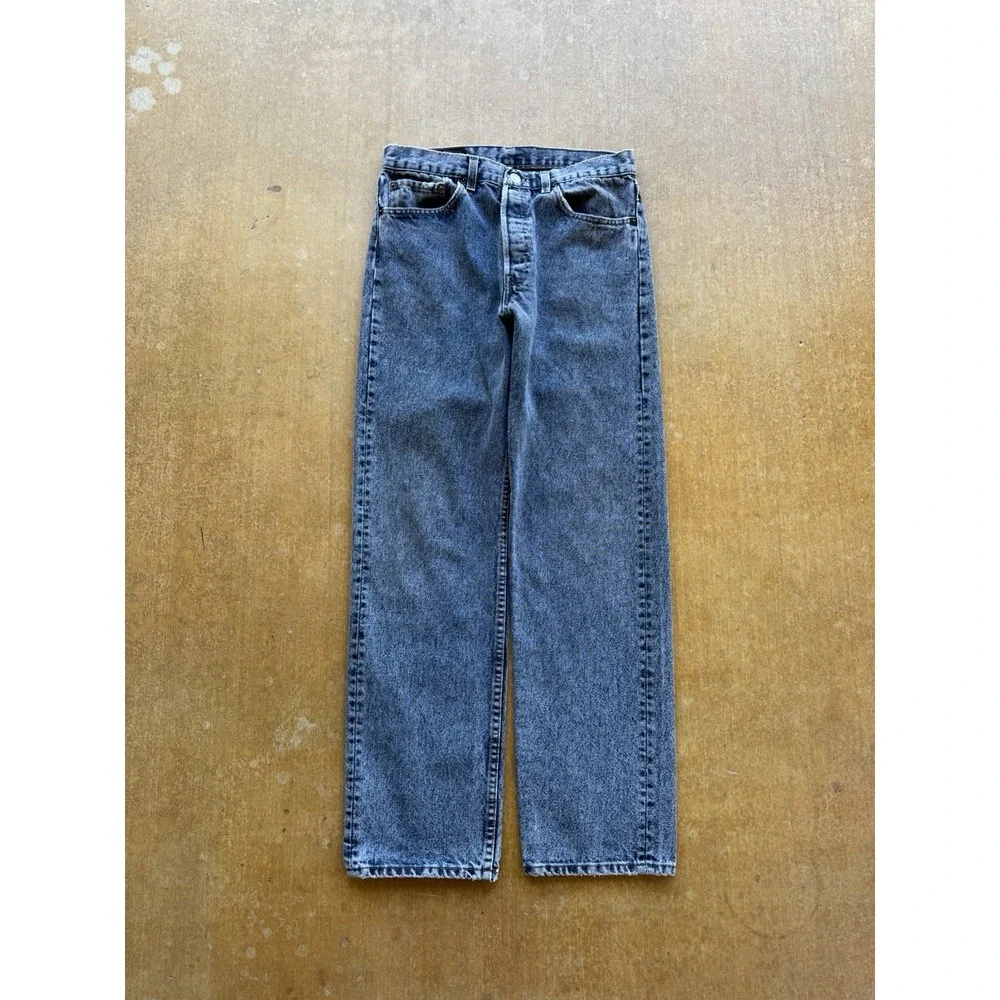 VTG 90s Levis Black Light Acid Wash 501 Straight Leg Denim Jeans 30x30 USA Made